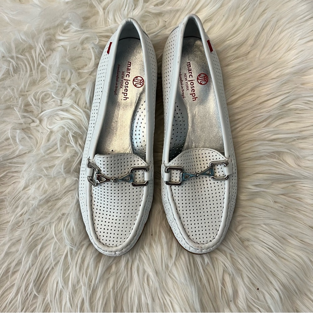 Women's White Loafers with Silver Accents - Picture 7 of 9